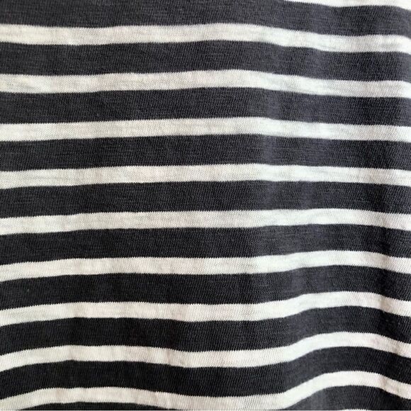 J Crew Striped Top with 3/4 Length Sleeves in Charcoal Grey/White Women’s Large - Picture 2 of 5